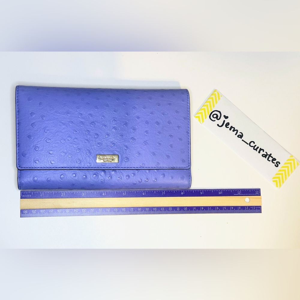 Kate Spade Trifold Wallet - Purple - Ostrich Texture Leather - Picture 4 of 11